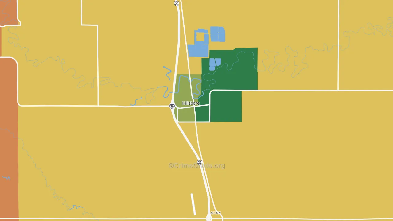 Hillsboro, ND Map of Burglary Rates