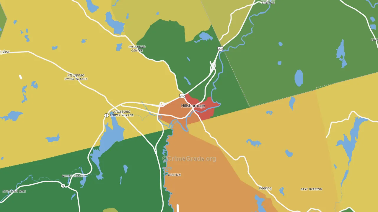 Hillsboro, NH Map of Burglary Rates