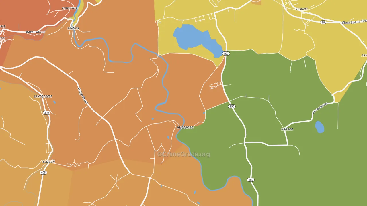 Hillsboro, PA Map of Burglary Rates