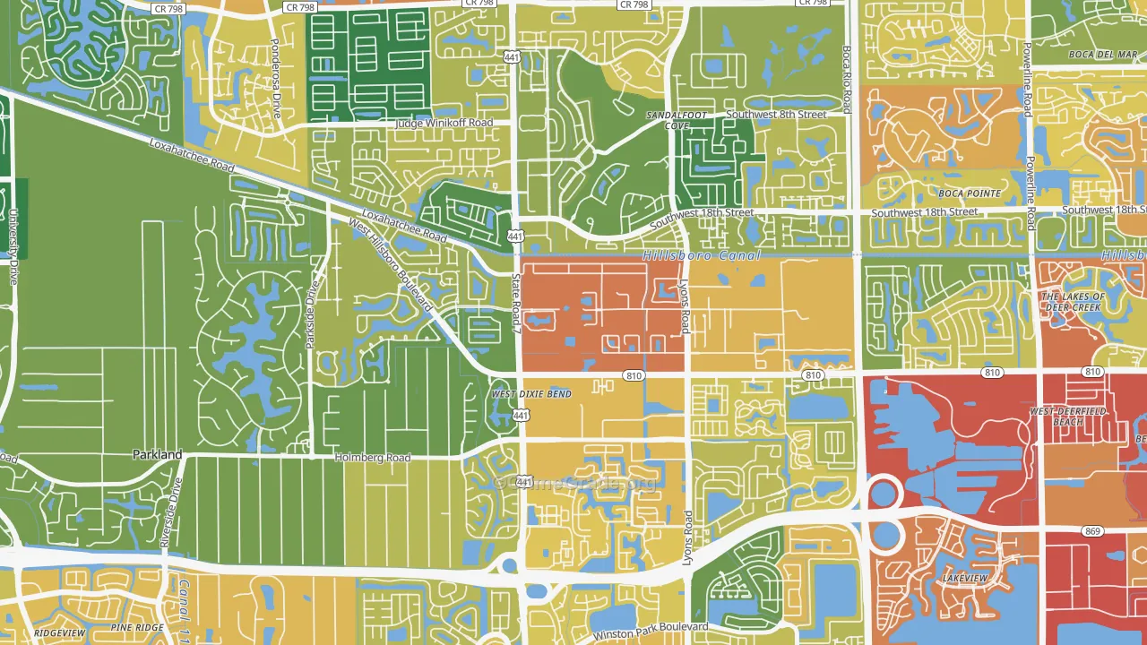 Hillsboro Pines, FL Map of Burglary Rates