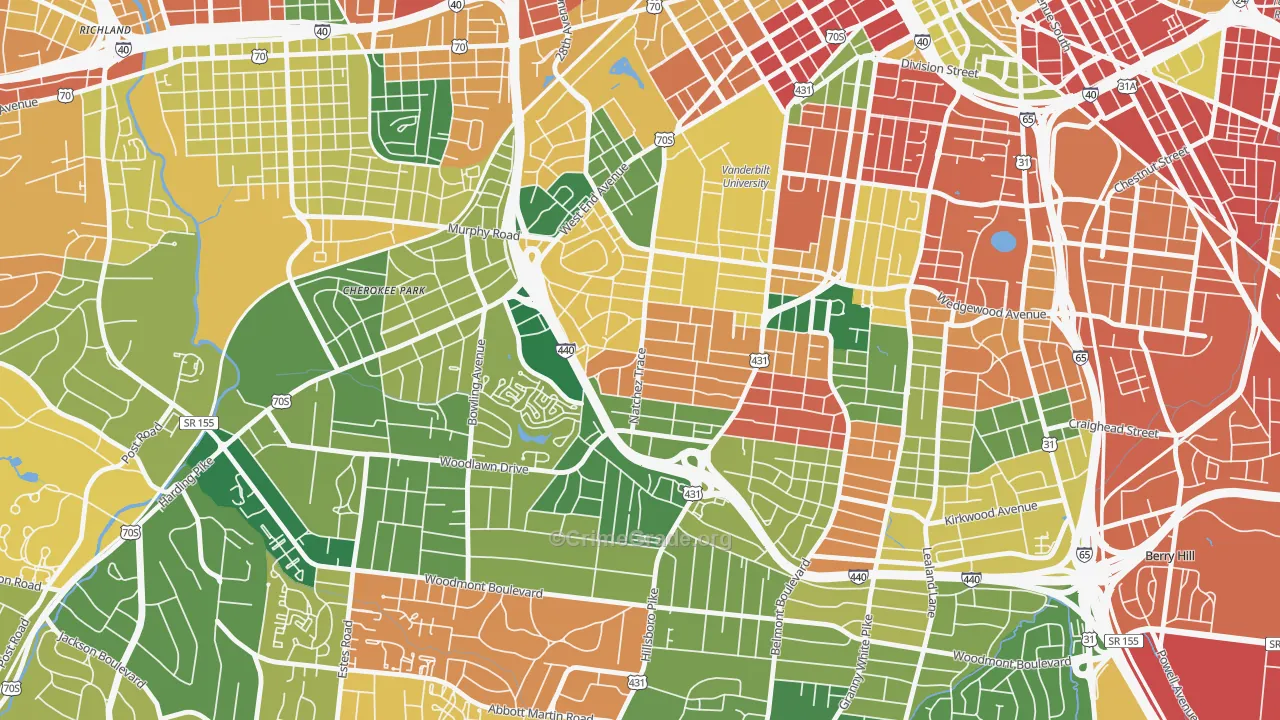 Hillsboro West End, Nashville, TN Map of Burglary Rates