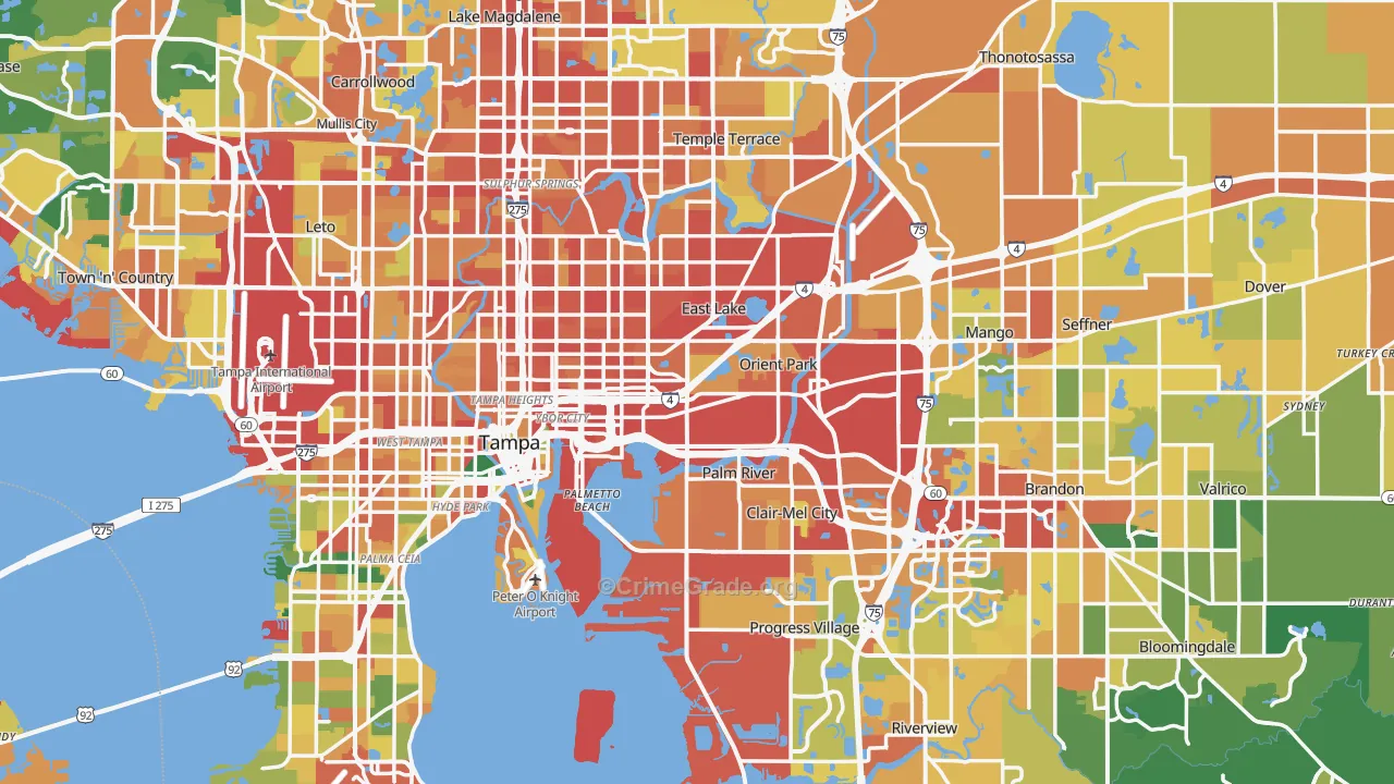 Hillsborough County, FL Map of Burglary Rates