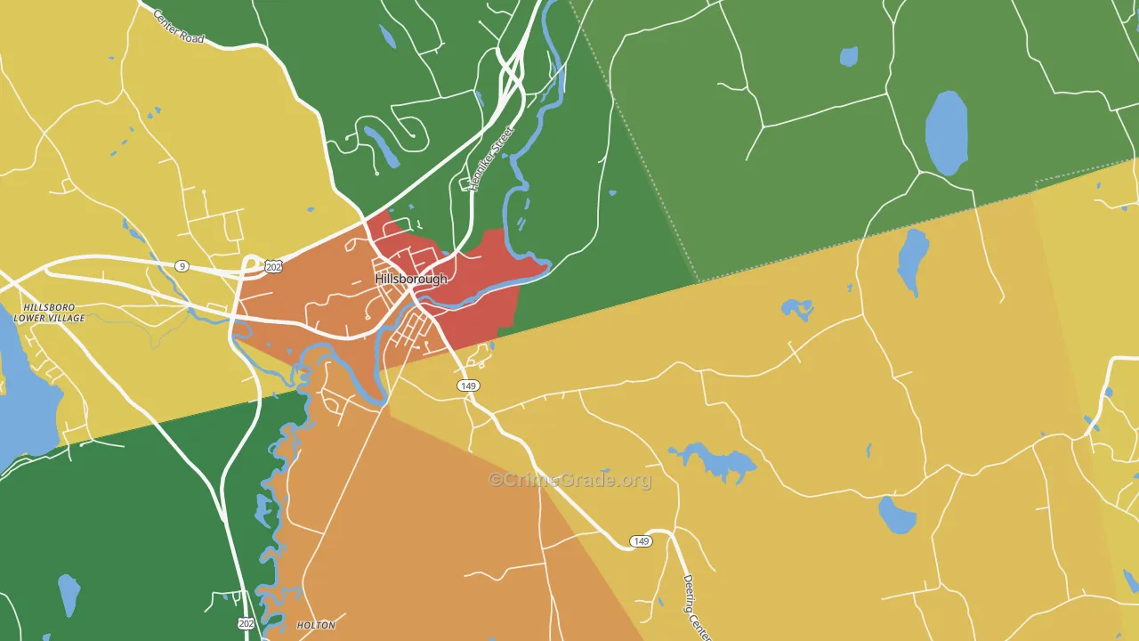 Hillsborough, NH Map of Burglary Rates