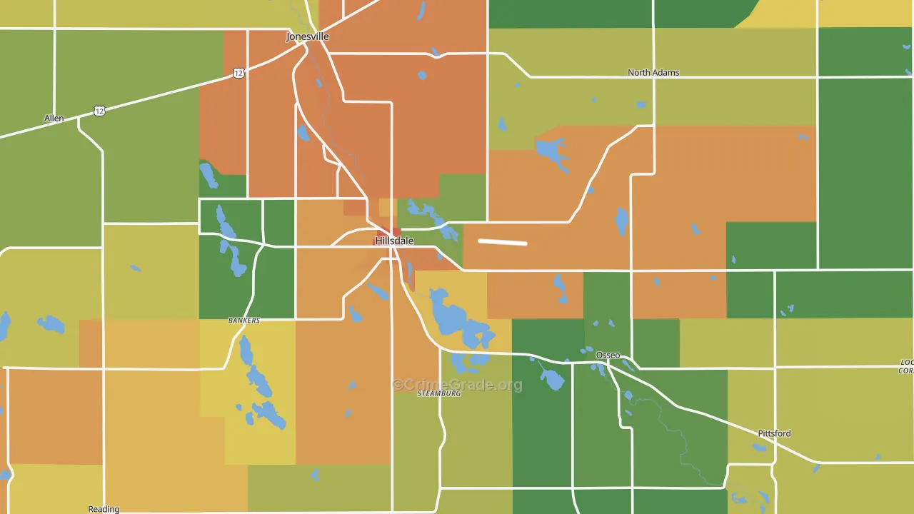 Hillsdale County, MI Map of Burglary Rates