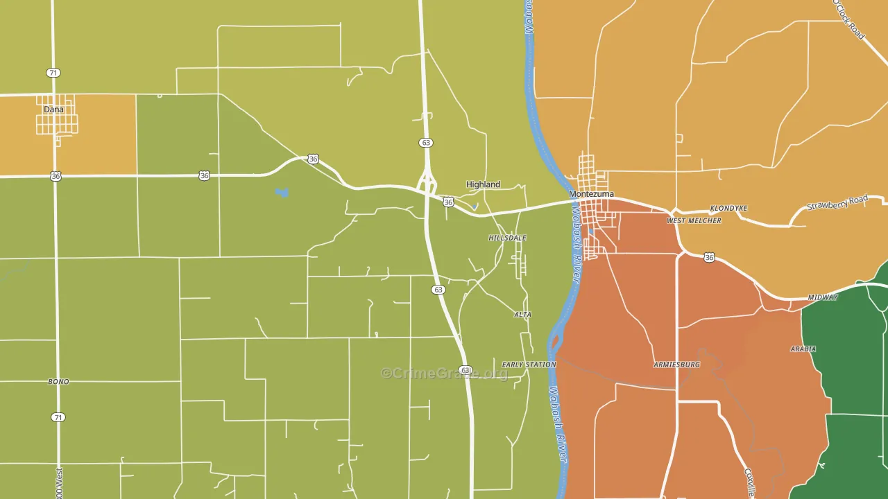 Hillsdale, IN Map of Burglary Rates
