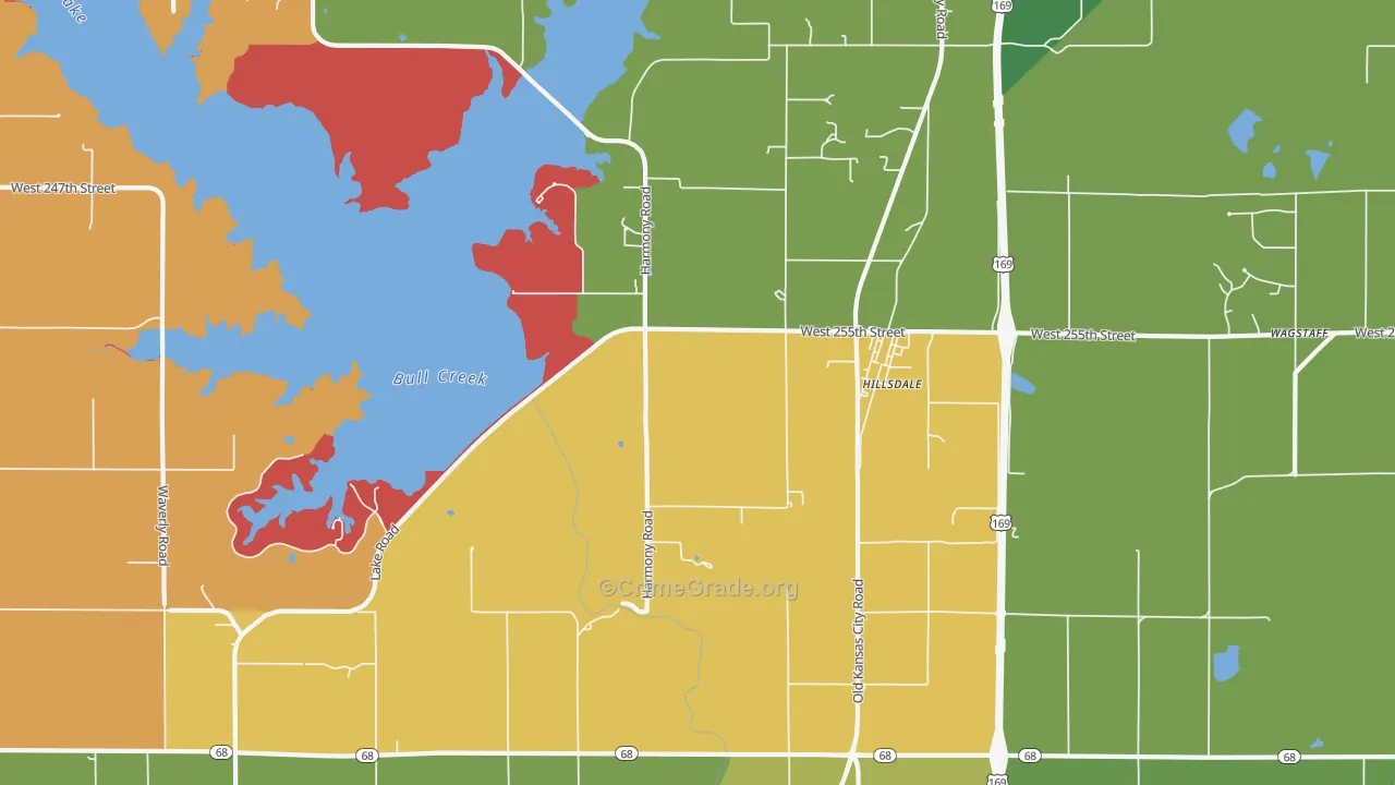 Hillsdale, KS Map of Burglary Rates