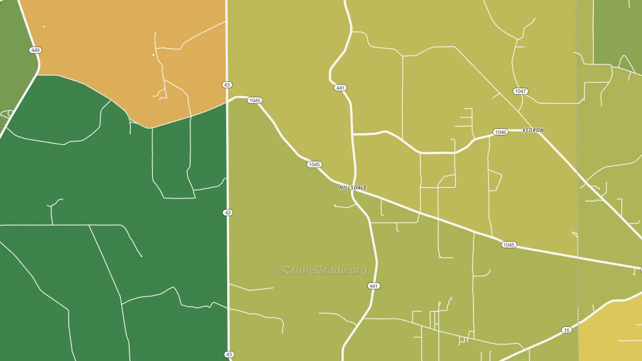 Hillsdale, LA Map of Burglary Rates
