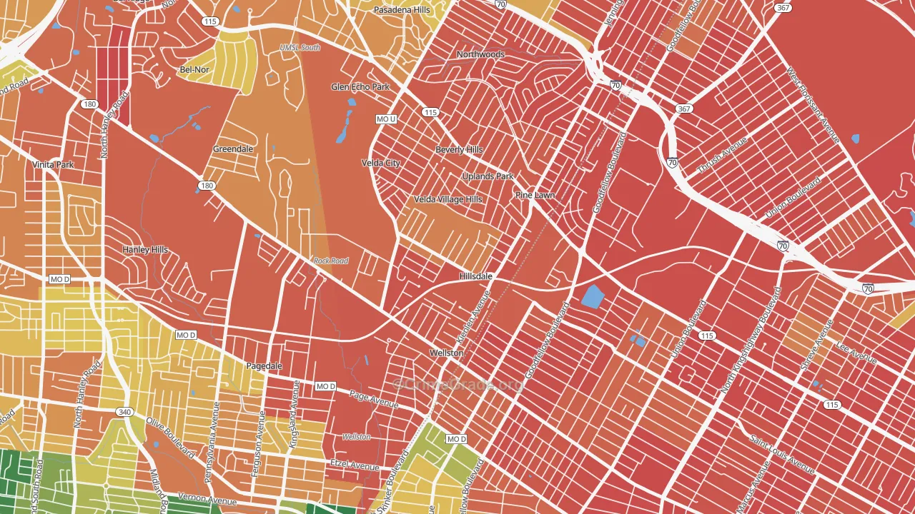 Hillsdale, MO Map of Burglary Rates