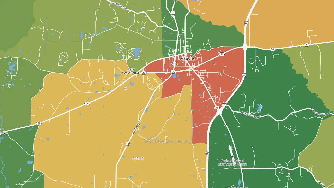 Hillsdale, MS Map of Burglary Rates