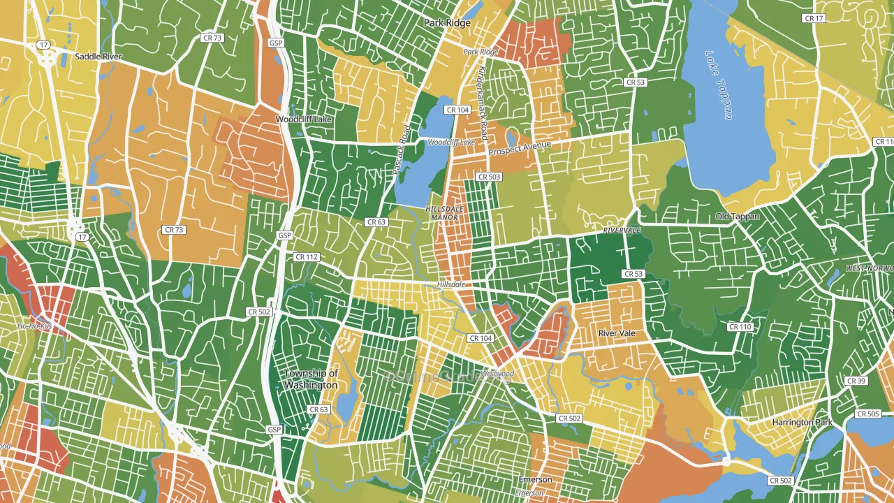 Hillsdale, NJ Map of Burglary Rates