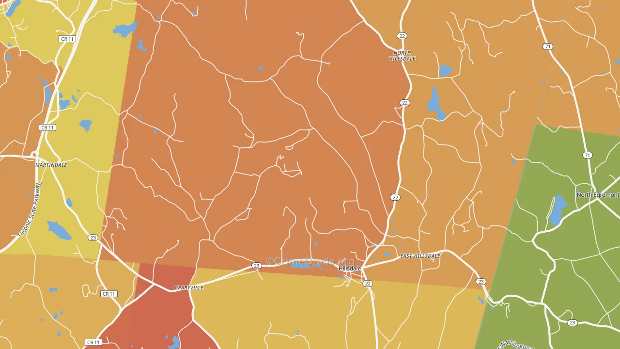 Hillsdale, NY Map of Burglary Rates