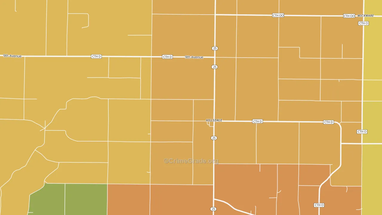 Hillsdale, WI Map of Burglary Rates