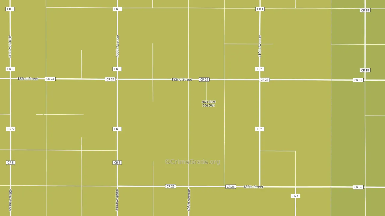 Hillside Colony, SD Map of Burglary Rates