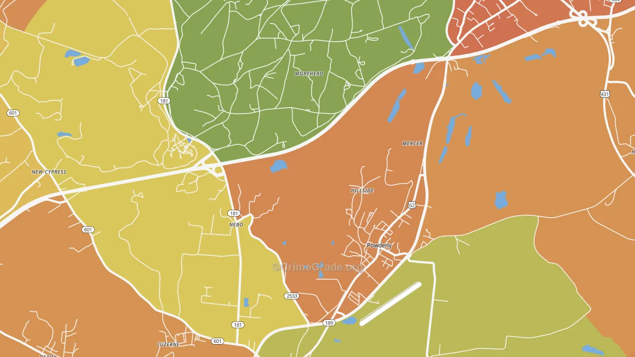 Hillside, KY Map of Burglary Rates