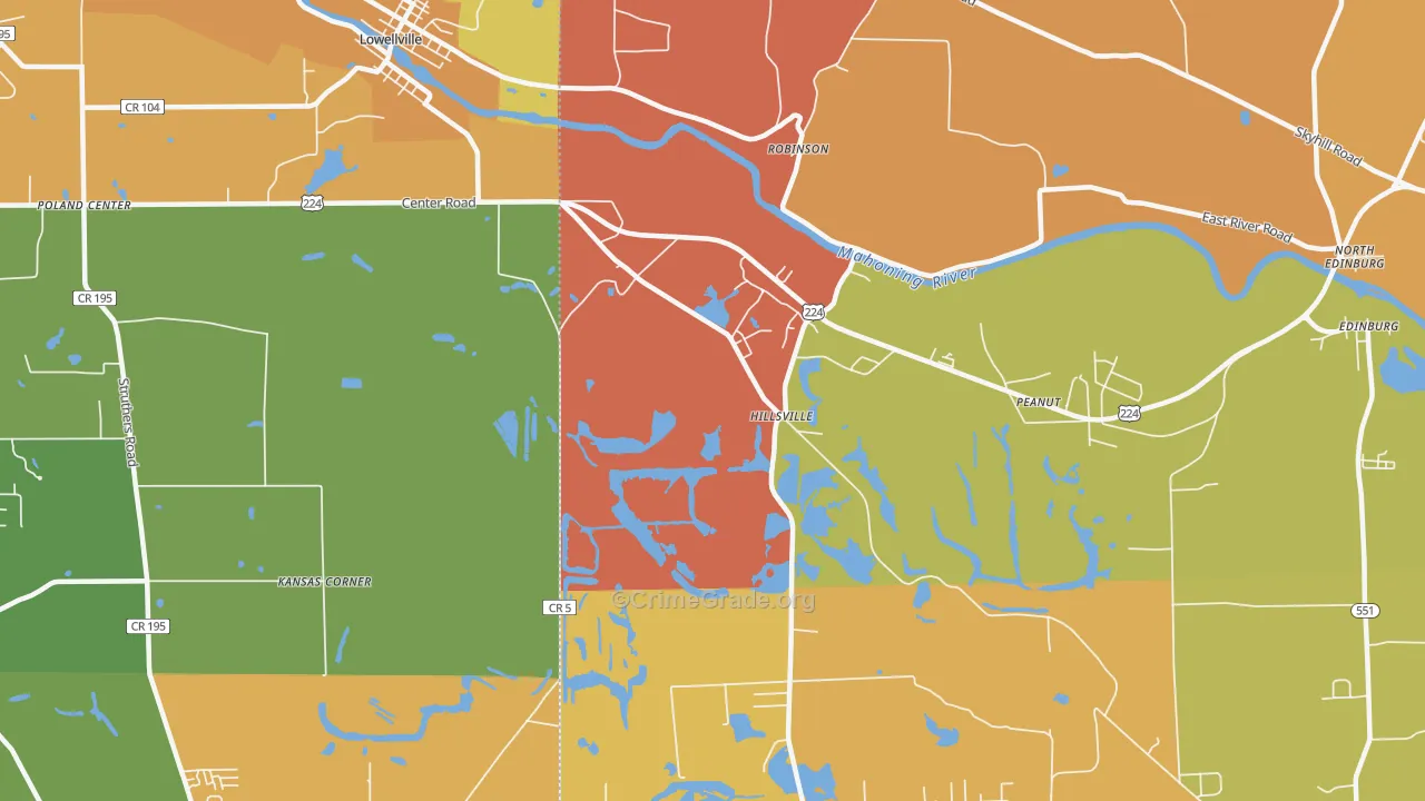 Hillsville, PA Map of Burglary Rates