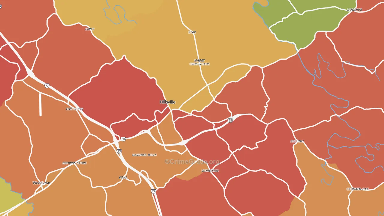 Hillsville, VA Map of Burglary Rates