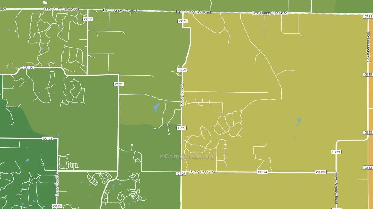 Hilltop, CO Map of Burglary Rates