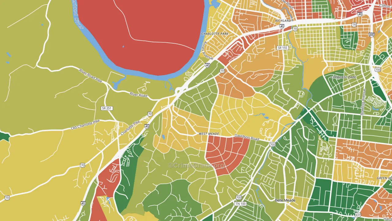 Hillwood Estates, Nashville, TN Map of Burglary Rates