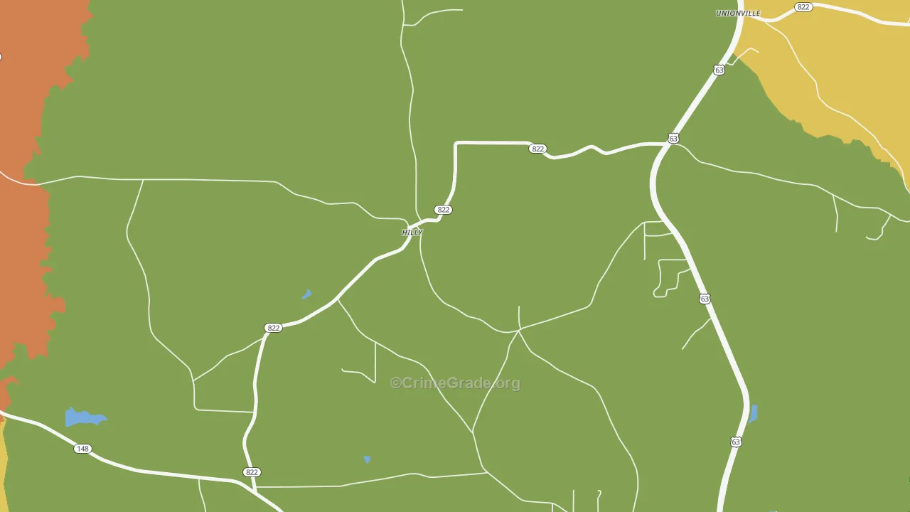 Hilly, LA Map of Burglary Rates