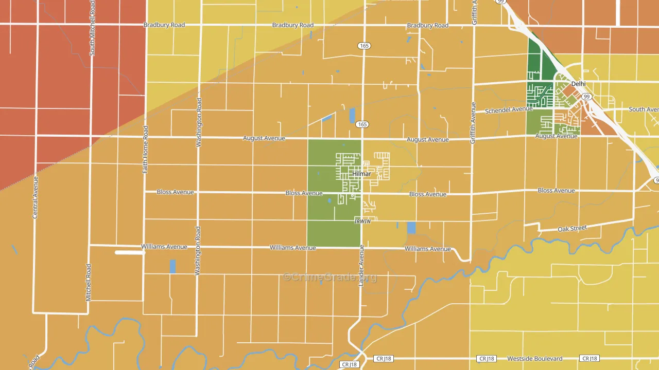 Hilmar, CA Map of Burglary Rates