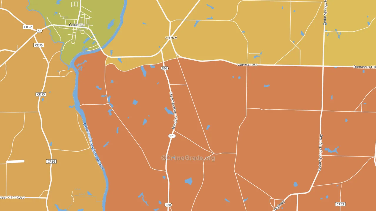 Hilton, GA Map of Burglary Rates