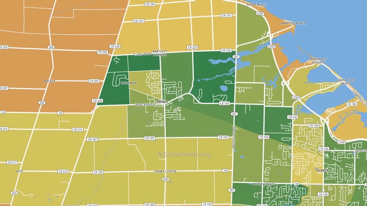 Hilton, NY Map of Burglary Rates