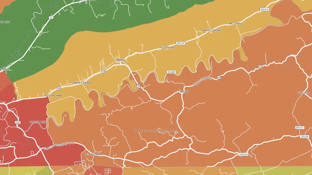 Hiltons, VA Map of Burglary Rates