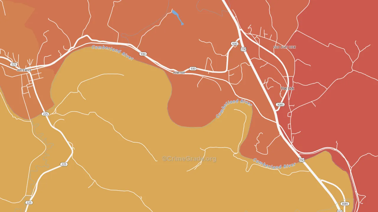 Himyar, KY Map of Burglary Rates