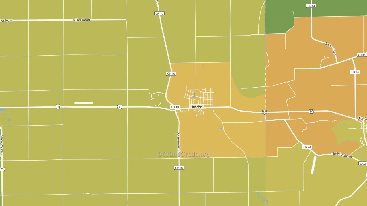 Hinckley, IL Map of Burglary Rates