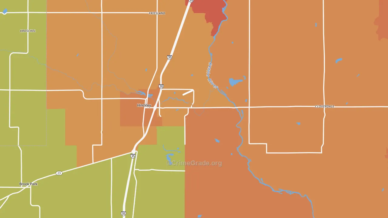 Hinckley, MN Map of Burglary Rates