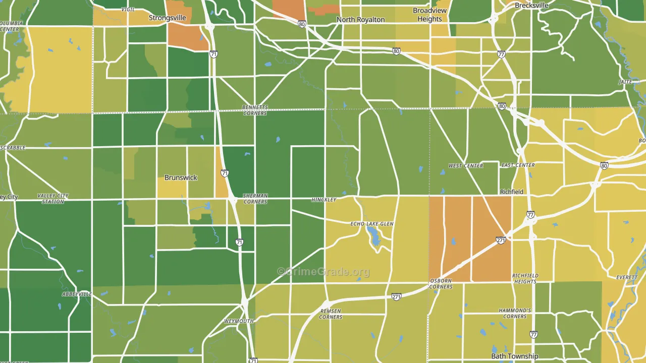 Hinckley, OH Map of Burglary Rates