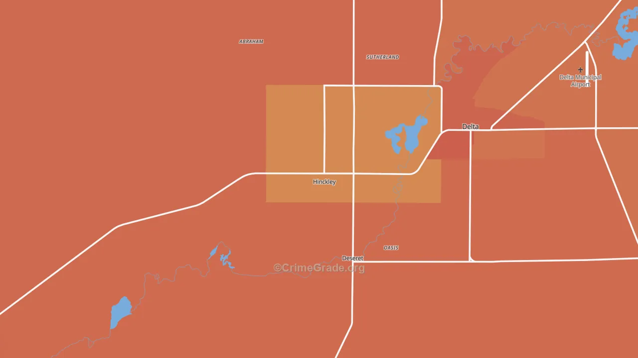 Hinckley, UT Map of Burglary Rates