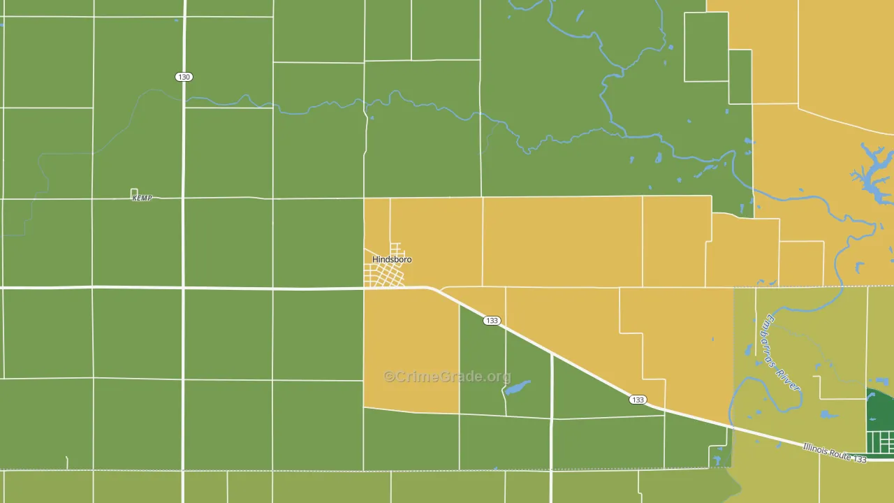 Hindsboro, IL Map of Burglary Rates