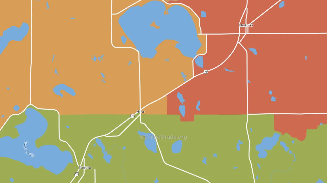 Hines, MN Map of Burglary Rates