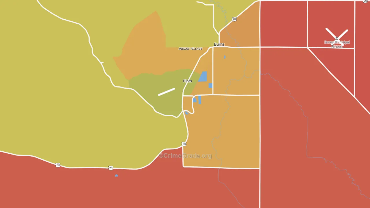 Hines, OR Map of Burglary Rates