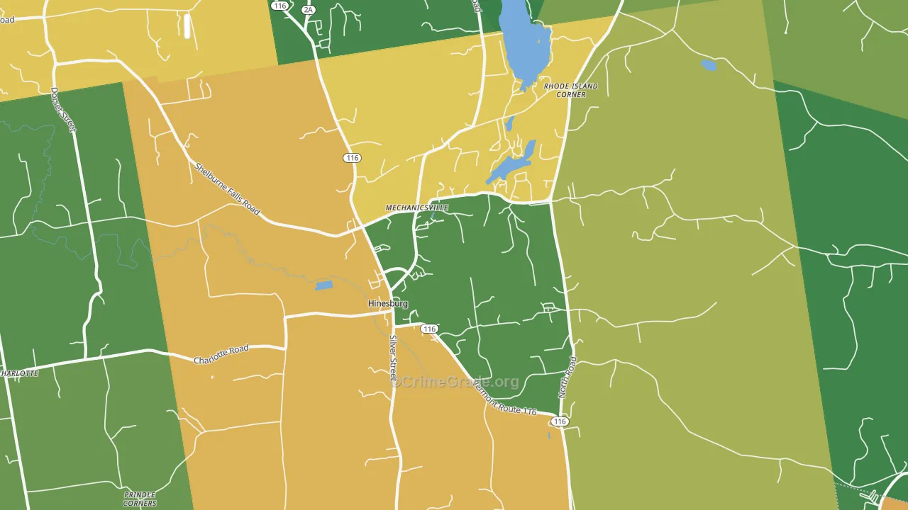 Hinesburg, VT Map of Burglary Rates