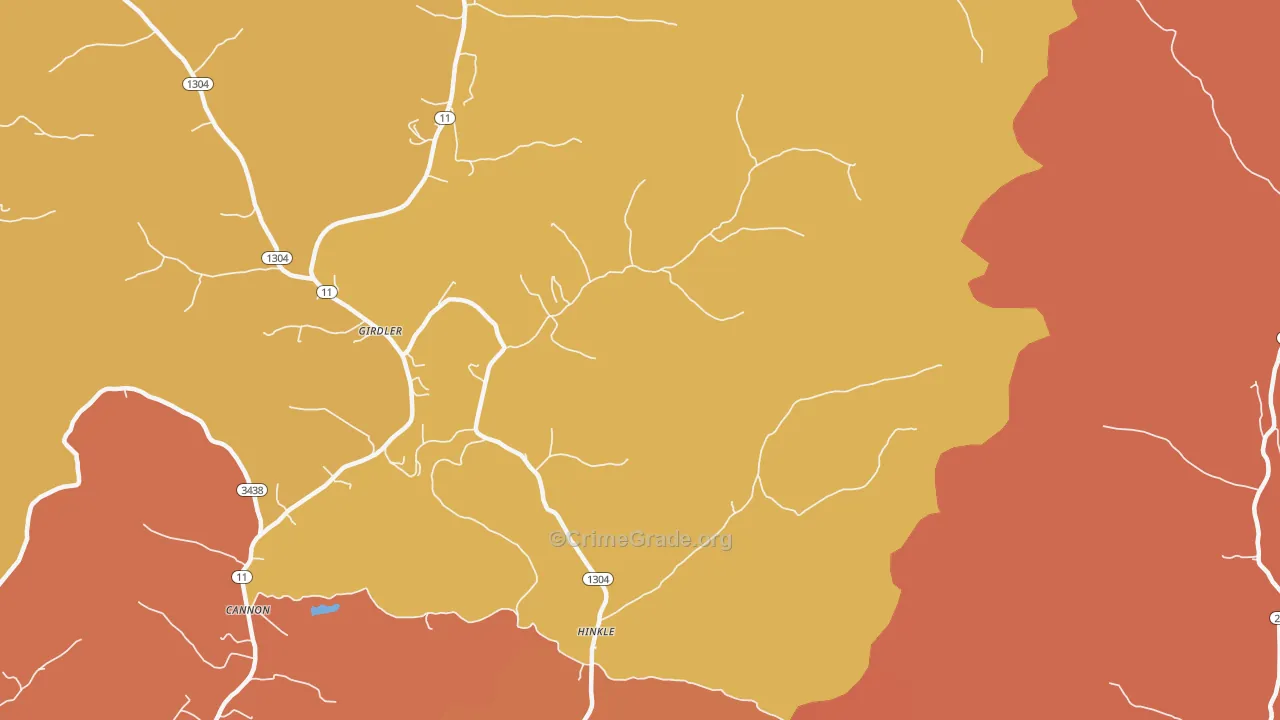 Hinkle, KY Map of Burglary Rates