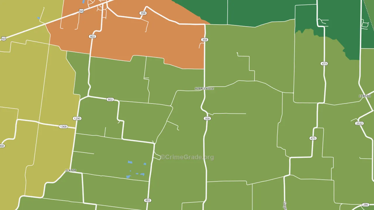Hinkleville, KY Map of Burglary Rates