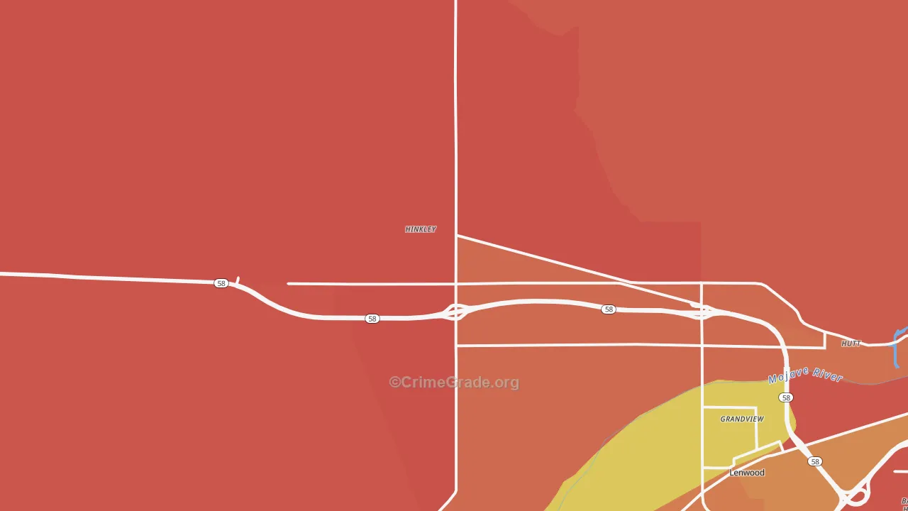 Hinkley, CA Map of Burglary Rates