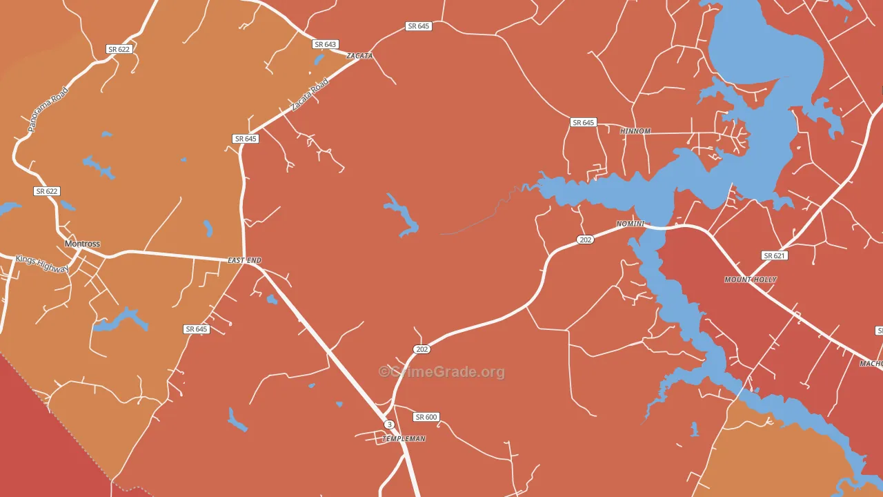 Hinnom, VA Map of Burglary Rates