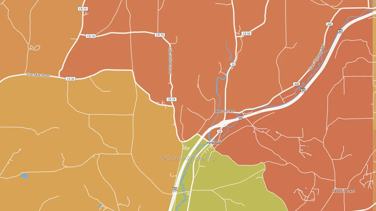 Hinsdale, NY Map of Burglary Rates