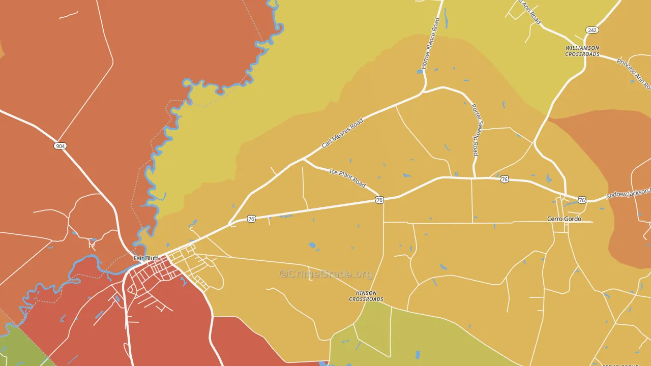 Hinson Crossroads, NC Map of Burglary Rates