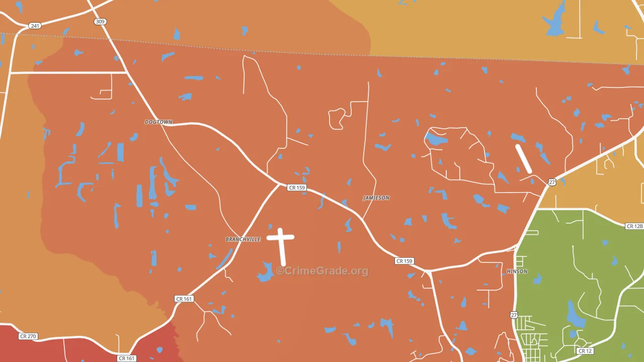 Hinson, FL Map of Burglary Rates