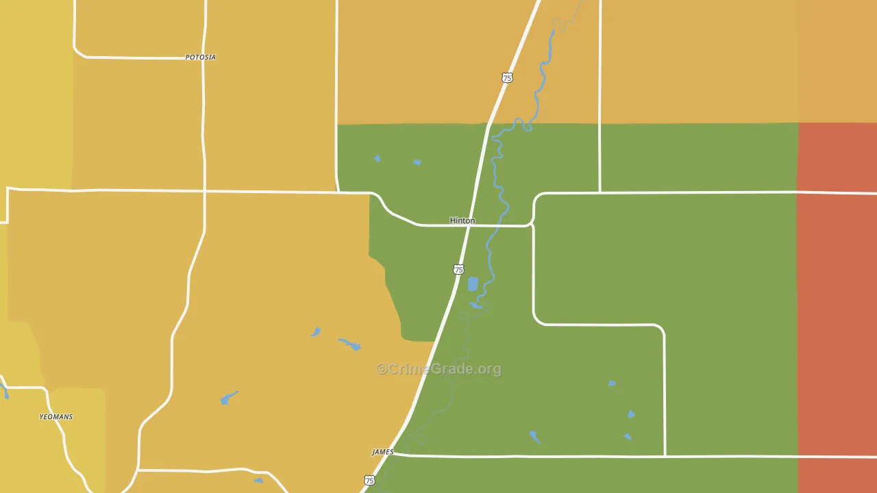 Hinton, IA Map of Burglary Rates