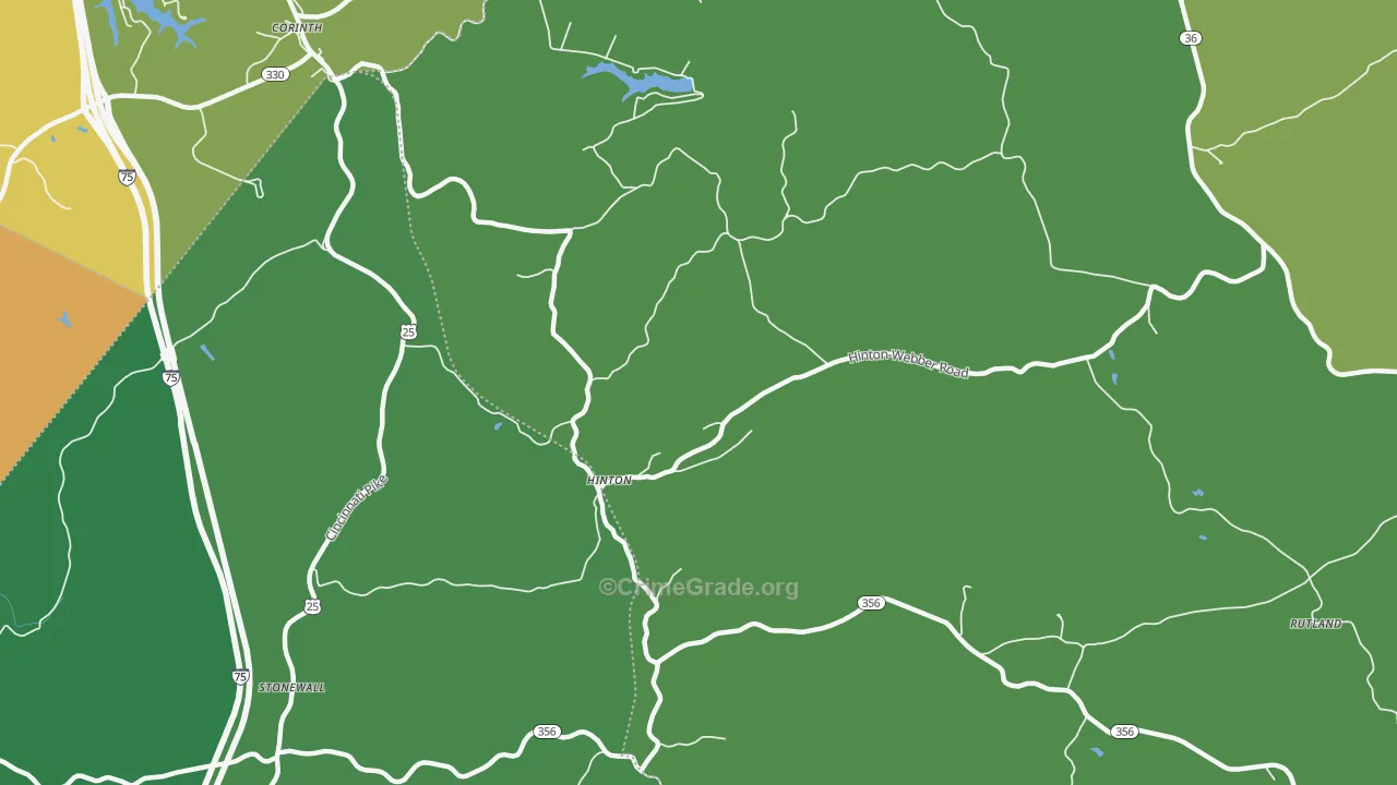 Hinton, KY Map of Burglary Rates