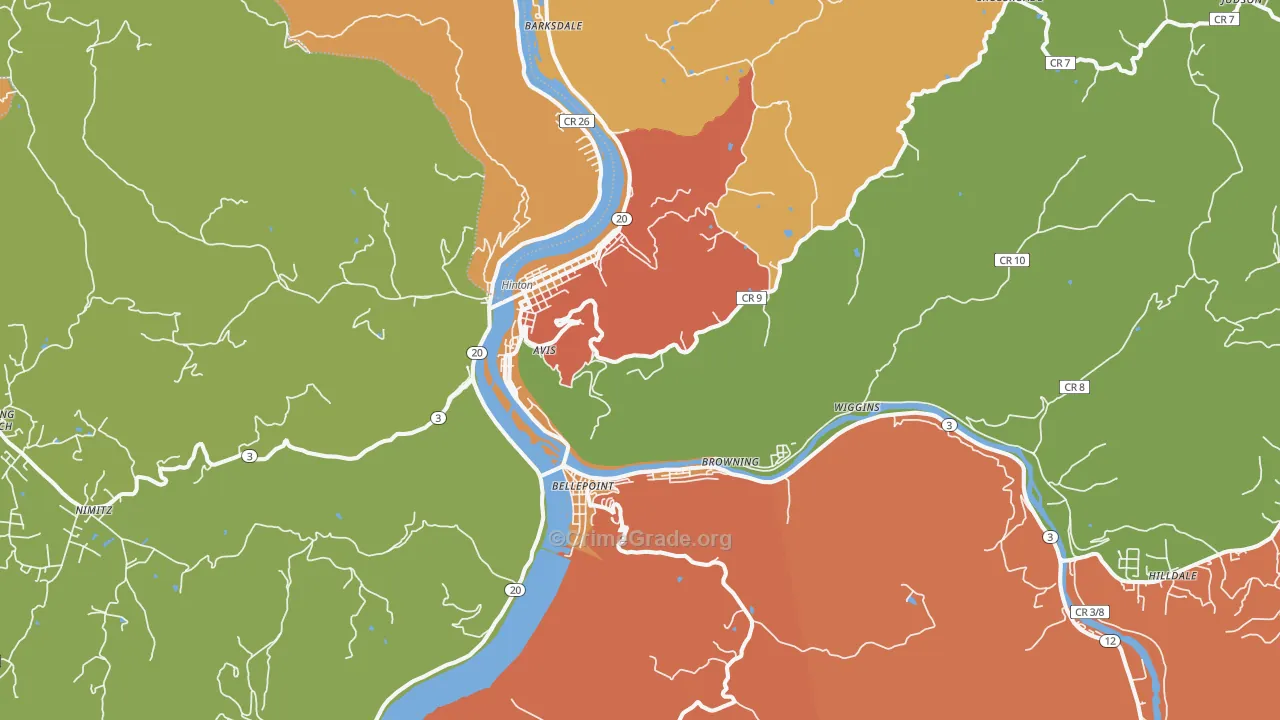 Hinton, WV Map of Burglary Rates