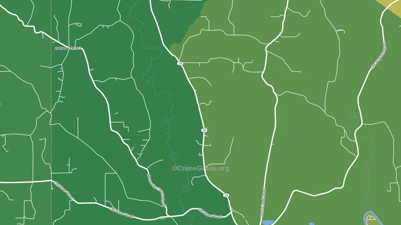 Hintonville, MS Map of Burglary Rates