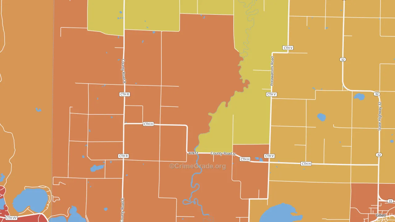 Hintz, WI Map of Burglary Rates