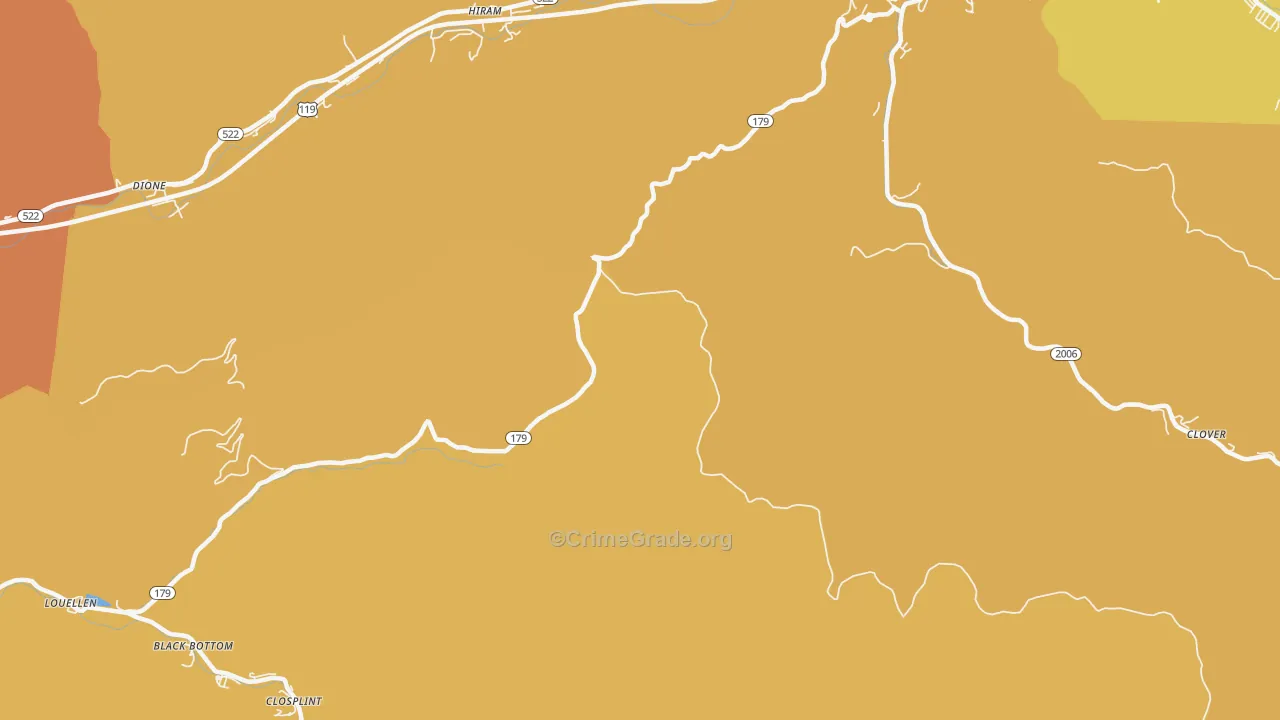 Hiram, KY Map of Burglary Rates