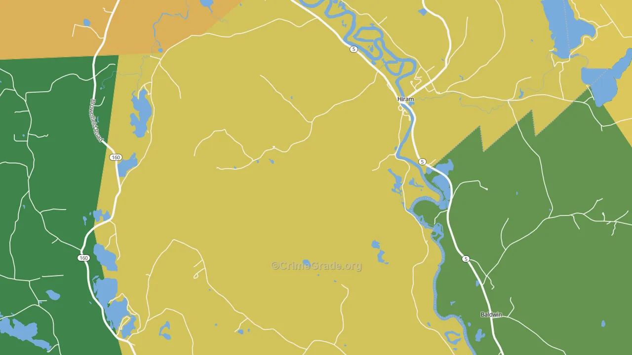 Hiram, ME Map of Burglary Rates